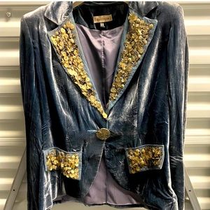 French Velvet Sequined Blazer, Size 38